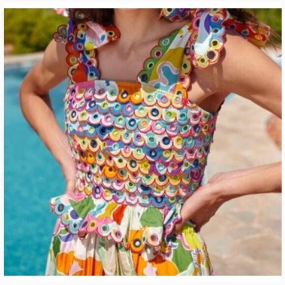 CeliaB Tops - EUC $311 Celia B Maia Scalloped Crop Top in Multi